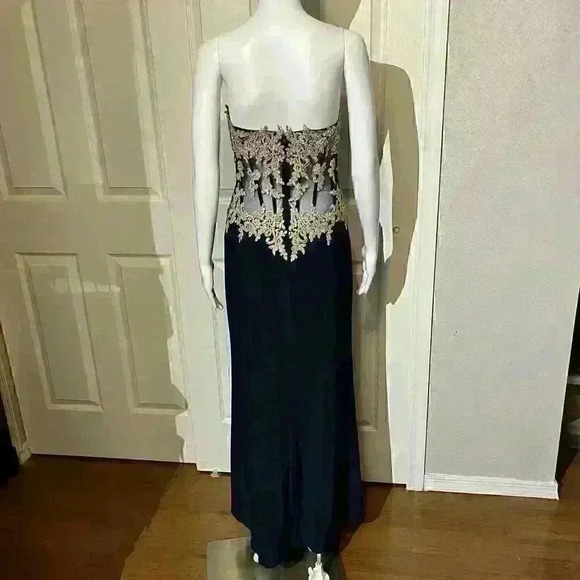 Glow By Colors Womens Corset Sequin Semi Sheer Strapless Jovani Evening Dress 6 - Picture 2 of 16